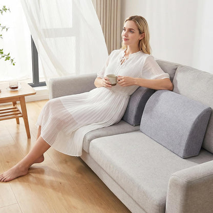 2PCS Sofa Couch Back Cushions, Backrest Support Pillow for Elderly,Extra Large Thick Lumbar Support Pillow for Home (6x24x13.2 in, Linen, Medium Grey)