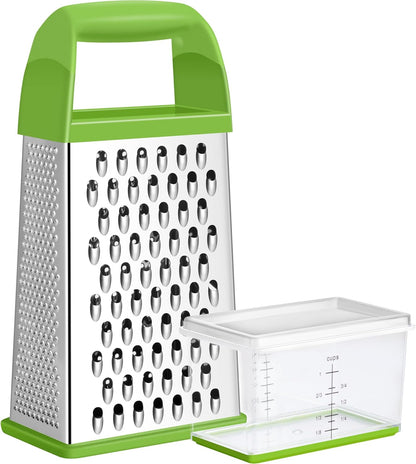 Urbanstrive Cheese Grater With Container Box Grater Stainless Steel Graters for Kitchen Cheese Shredder Parmesan Shredder Kitchen Gadgets Kitchen Tools Kitchen Gifts for Chef Dishwasher Safe Zester