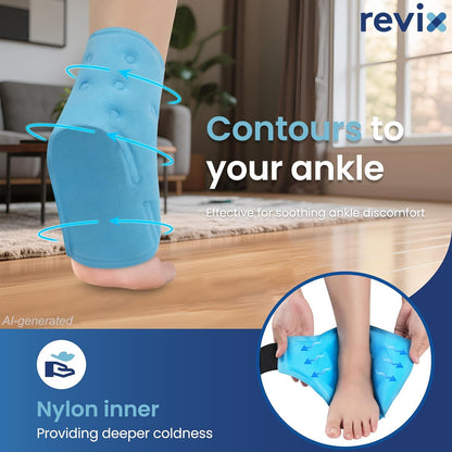 REVIX Ankle Ice Pack Wrap for Plantar Fasciitis & Foot Pain Relief