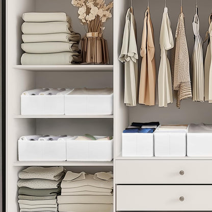 Drawer Organizer Clothes, 10 Pack Dresser Organizer for Baby Clothes, Underwear, Sock- Foldable Closet Organization and Storage Dividers Bins for Nursery, Bedroom (Beige)
