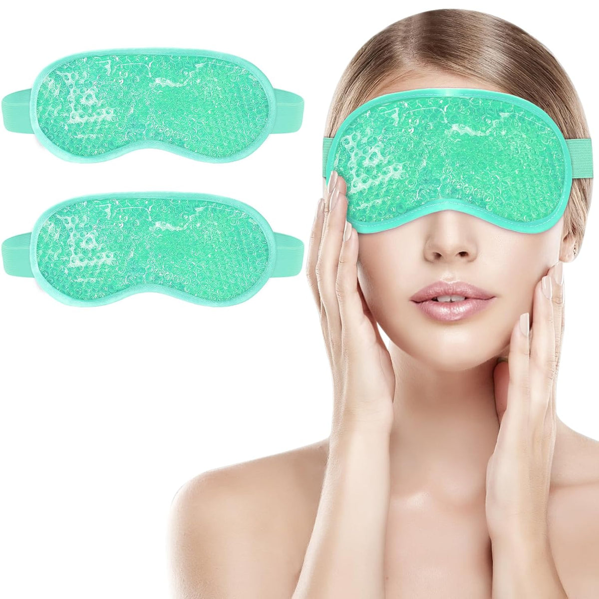 2Pack Cold Cooling Eye Mask, Reusable Hot Colder Therapy Gel Bead with Plush Backing for Puffiness Migraine Stress Relief Skin Care Dry Eyes