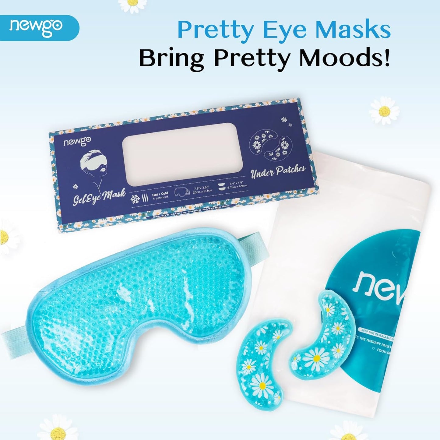 NEWGO Cooling Gel Eye Mask - Reusable Cold Pack for Puffy Eyes, Dark Circles, Migraine, Stress Relief - Purple With Soft Plush Backing