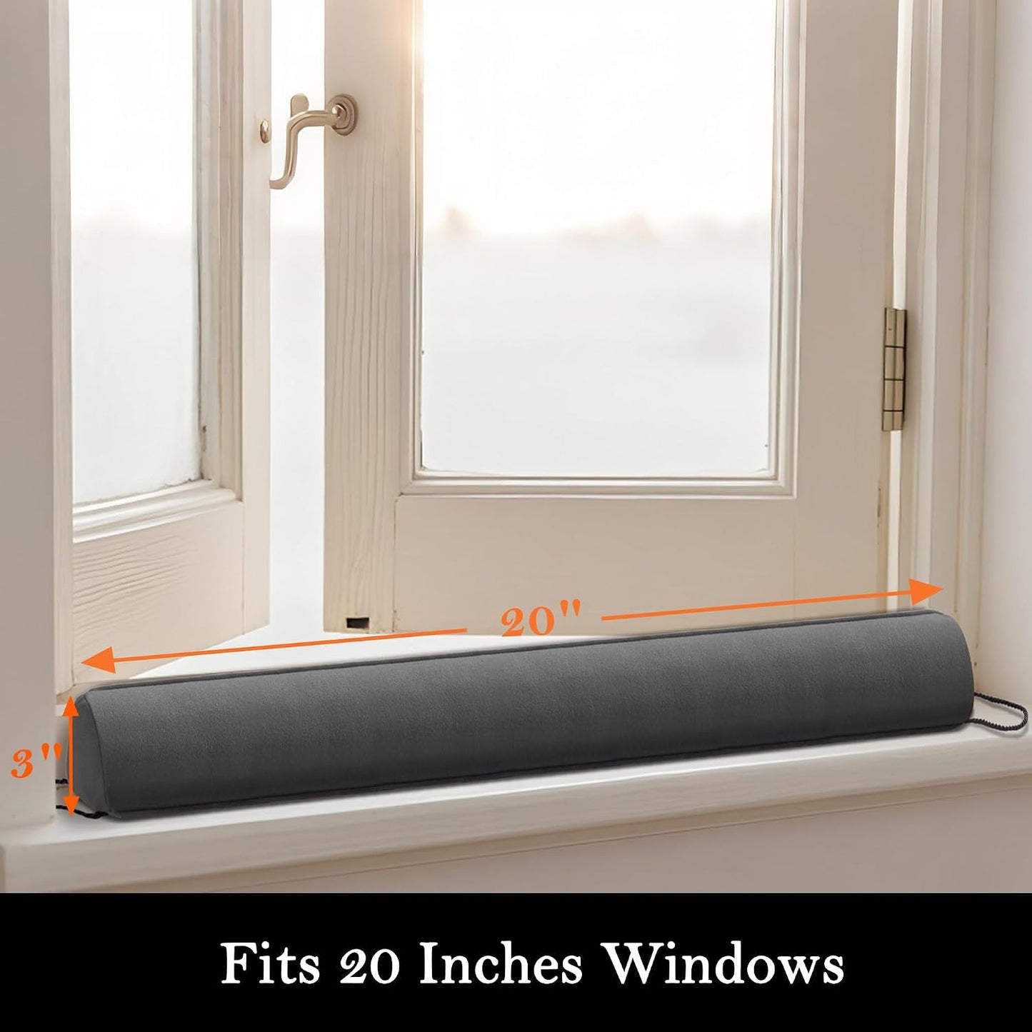 Door Draft Stopper with Removable Washable Cover, 38", Black | Weighted Gap Filler, Blocks Hot and Cold Air, All-Season Seal, Easy Install, Noise & Wind Blocker, Home Essentials