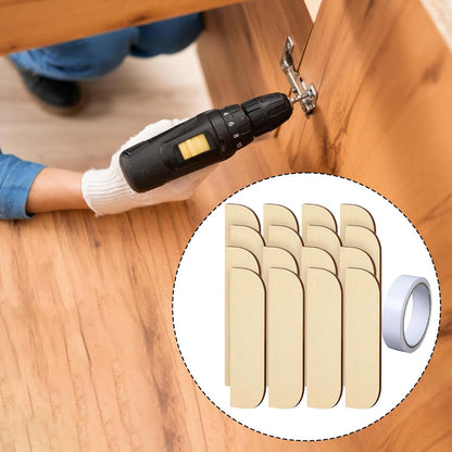 8 Pieces Hinge Repair Wooden Plate Door Hole Cover Plate Wooden Hinge Filler Wood Repair Kit with Tape Simple Panel Suitable for Cabinet, Square Corner, 8 Piece
