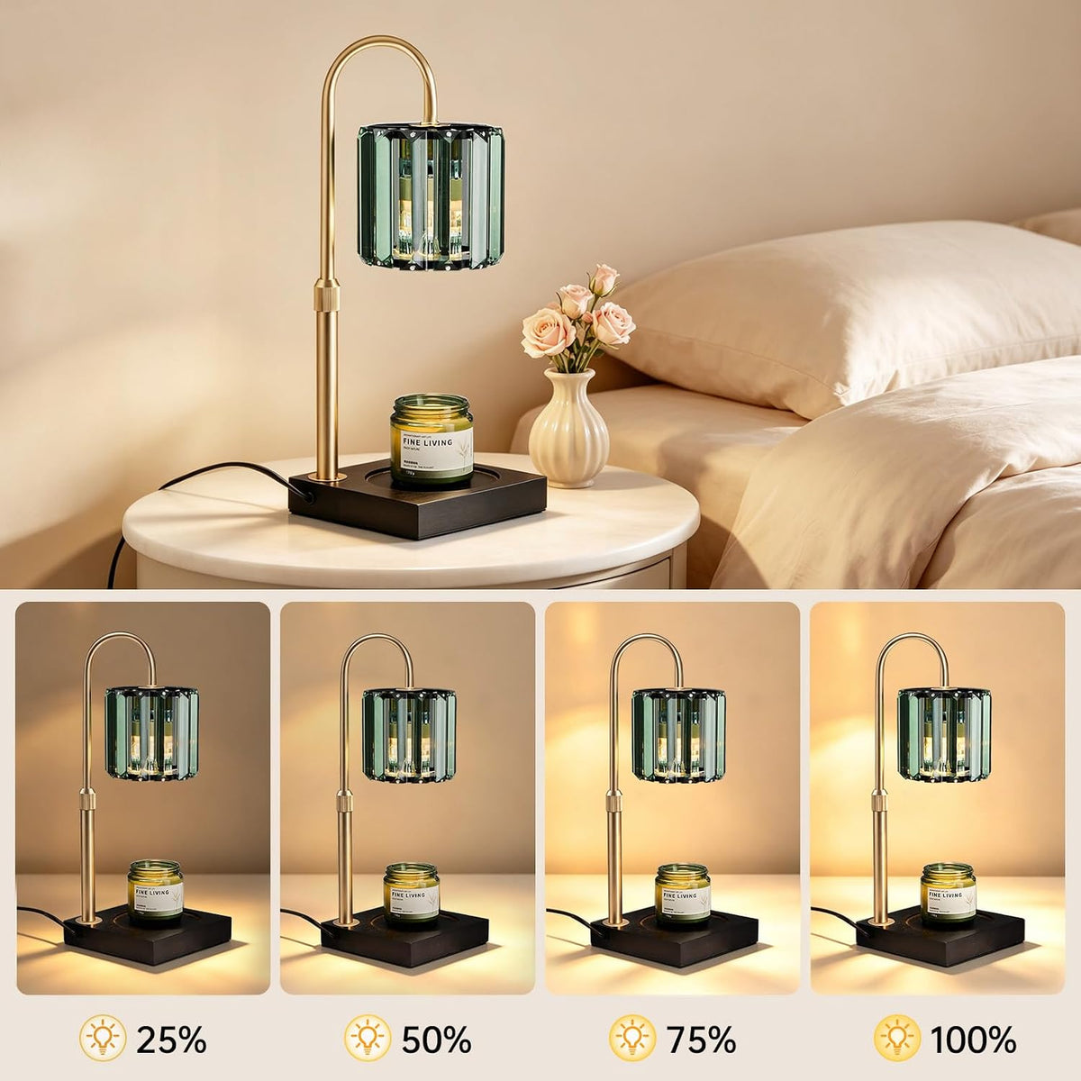 Yuichoy Candle Warmer Lamp with Timer, Dimmable Electric Candle Wamer Adjustable Height, Glass Modern Candles Melter Lamp, Gifts for Women Mom, Clear