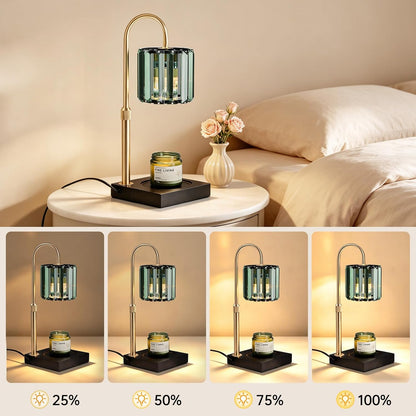 Yuichoy Candle Warmer Lamp with Timer, Dimmable Electric Candle Wamer Adjustable Height, Glass Modern Candles Melter Lamp, Gifts for Women Mom, Clear