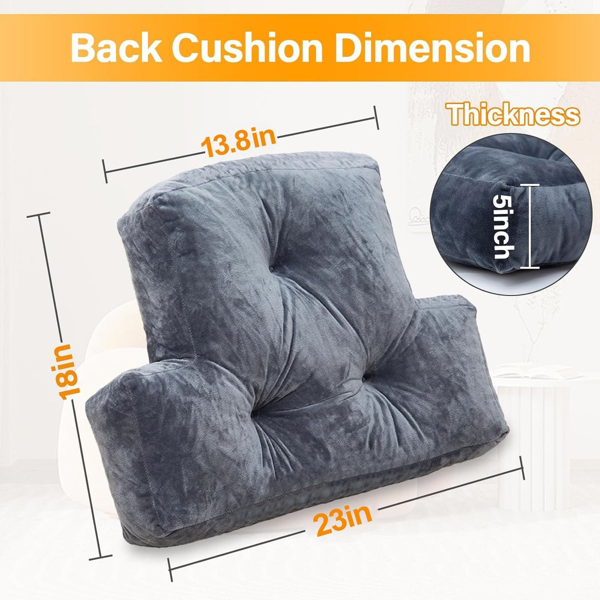 1 MIDDLE ONE Back Pillow for Chair, Memory Foam Lumbar Pillow for Back Support, Back Rest Cushion for Office, Sofa, Couch Sitting, Recliner, Bed and Lower Back Pain (Grey)