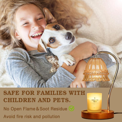 Funistree Flower Candle Warmer Lamp with Timer, Dimmable Candle Lamp Warmer, Christmas Birthday Gifts for Women Mom Her, Housewarming Home Decor, Lotus Wax Warmer for Yankee Candles - Lily Amber