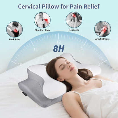 Cervical Pillow for Neck Pain Relief, Ergonomic Neck Pillow for Sleeping | Cooling Memory Foam Pillows for Neck Support,Orthopedic Contour Bed Pillow for Side Back Stomach Sleepers