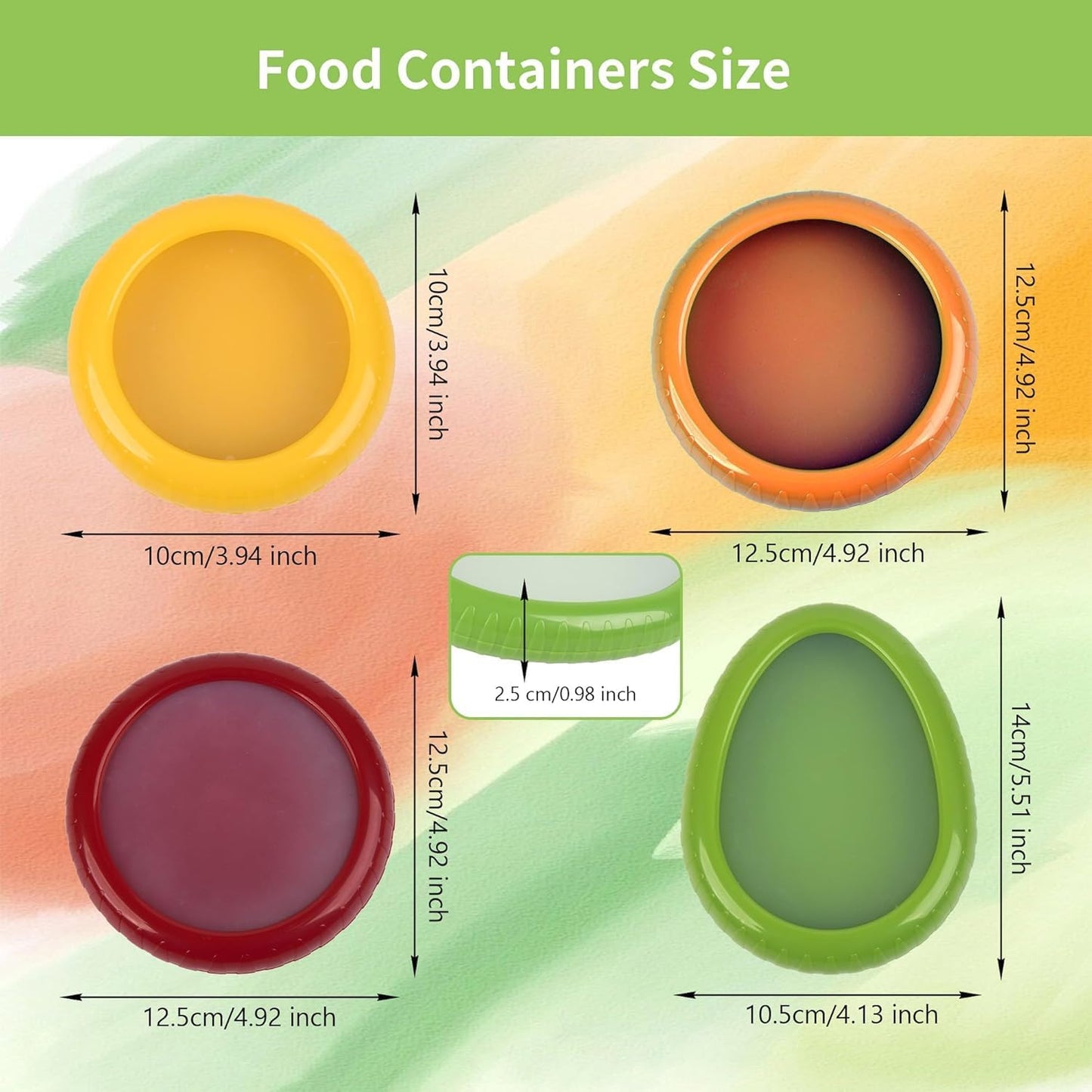 4pcs Silicone Fruit and Vegetable Containers, Fruit Storage Boxes for Fridge, Reusable Hermetic Holder for Food Storage, Fruits Savers Fresh Stretch Pods, vegetables/lemon/tomato/avocado