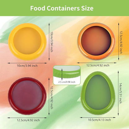 4pcs Silicone Fruit and Vegetable Containers, Fruit Storage Boxes for Fridge, Reusable Hermetic Holder for Food Storage, Fruits Savers Fresh Stretch Pods, vegetables/lemon/tomato/avocado