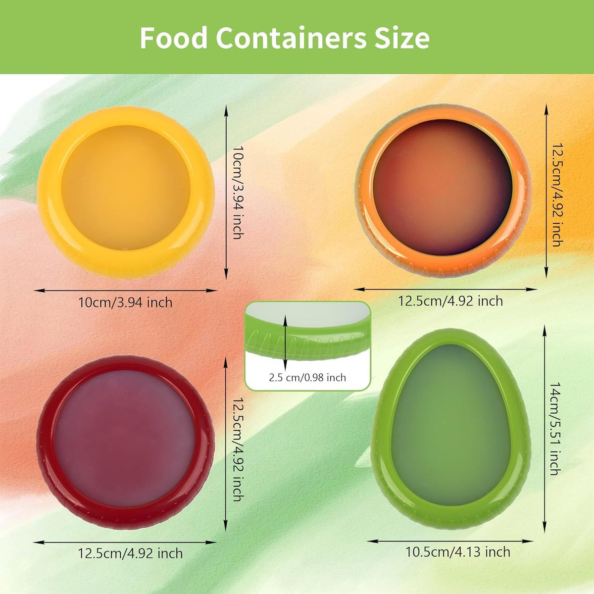 4pcs Silicone Fruit and Vegetable Containers, Fruit Storage Boxes for Fridge, Reusable Hermetic Holder for Food Storage, Fruits Savers Fresh Stretch Pods, vegetables/lemon/tomato/avocado