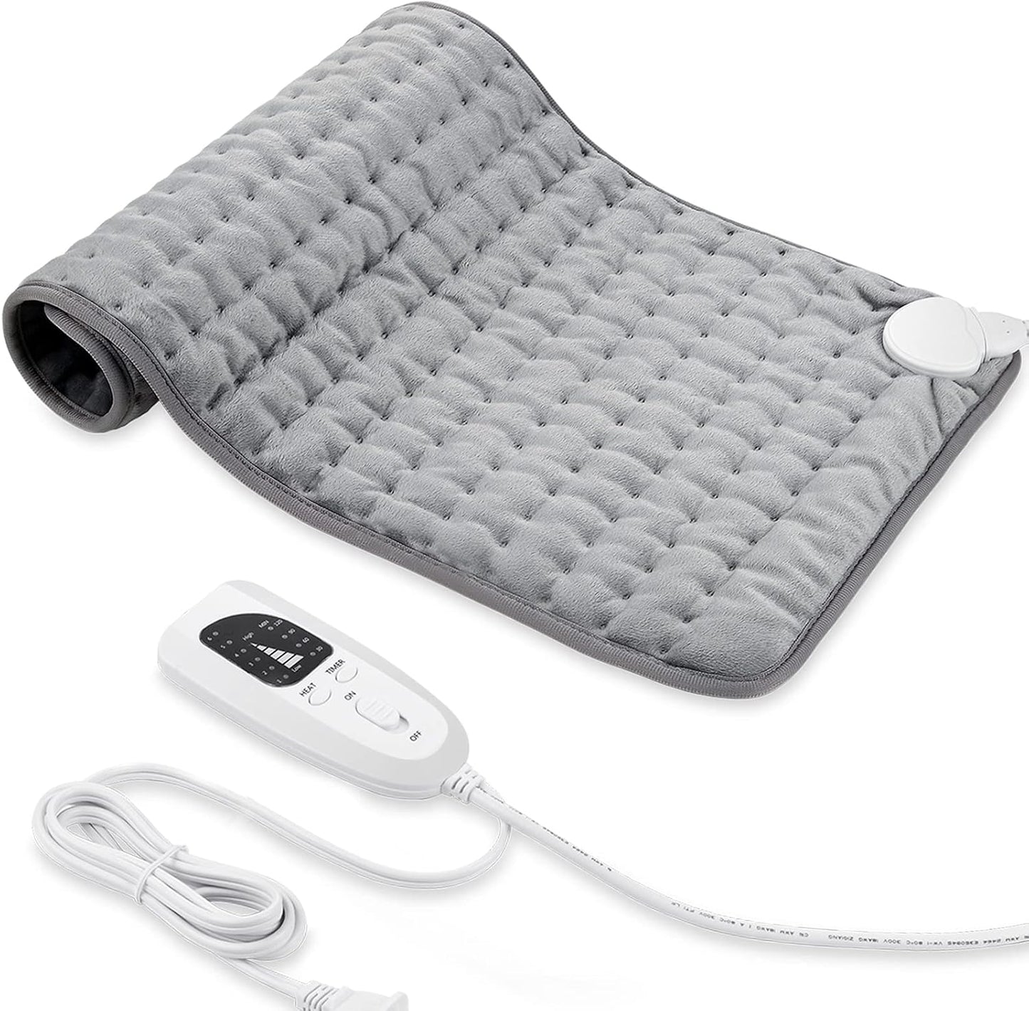 Electric Heating pad with 6 Heat Settings, Auto Shut Off, Dry Electric Heating for Back Neck Knee Arms Legs Shoulder Heat Pads for Christmas Birthday Father Mother's Day (24"X12", Gray Green)