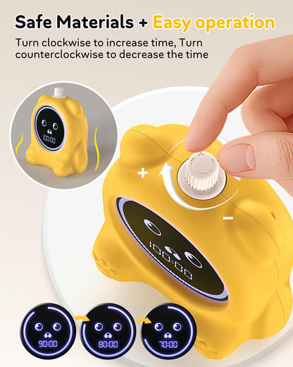 Visual Timer for Kids, 100 Min, Rechargeable Countdown Timers, Adjustable Sound Alert, Adjustable Brightness, Productivity Timers for ADHD, Silent Operation, Desk Time Management Tool for Toddler