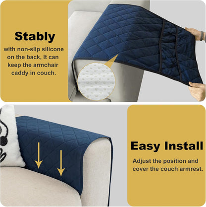 Remote Control Holder for Recliner, Armchair Caddy, Non Slip Sofa Armrest Organizer for Recliner Couch With 6 Pockets for TV Remote,Cell Phone,Magazine (Off-White)