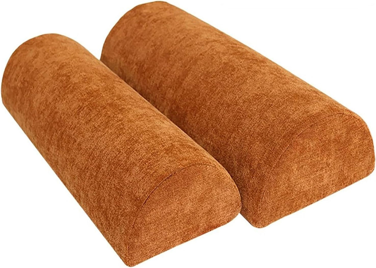 1/2 Pack Half Moon Bolster Pillow for Legs, Knees, Lower Back and Head | Lumbar Support Pillow for Bed, Sleeping | Semi Roll for Ankle and Foot Comfort - Machine Washable Cover(09,M:50x17x9cm)