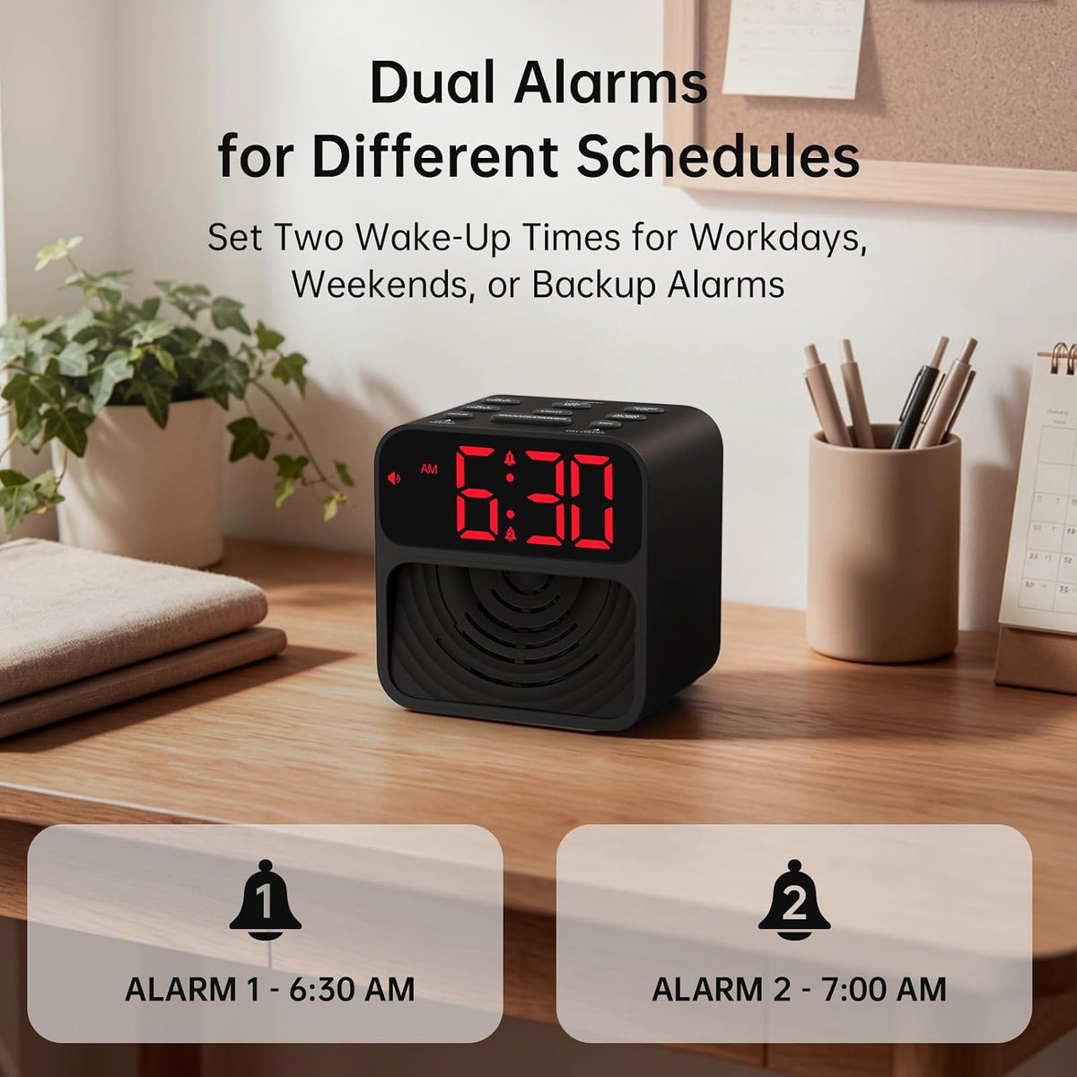 AuroraCalm Extra Loud Alarm Clock for Heavy Sleepers with 115dB Alarm