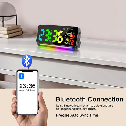 Samshow 120db Super Loud Alarm Clock for Heavy Sleepers Adults | 15 Wake Up Sounds, 7 Color Night Light, Dynamic RGB Color, Adjustable Brightness, Snooze, DST, Large LED Display