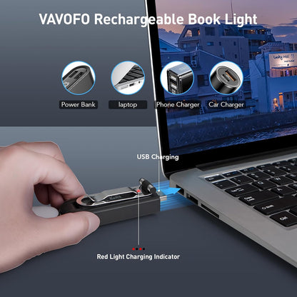 VAVOFO USB Rechargeable Bookmark Reading Light, Blue Light Blocking Amber LEDs for Bedtime Reading - Clip On, 9 Lighting Modes