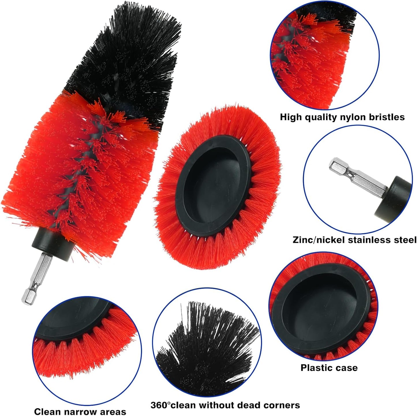 8 Pcs Drill Brush Attachment Set - Power Scrub Brush Kit | Brush Drill with Extend Long Attachmen - All Purpose Household Cleaning Brushes for Car, Grout, Floor, Tub, Bathroom