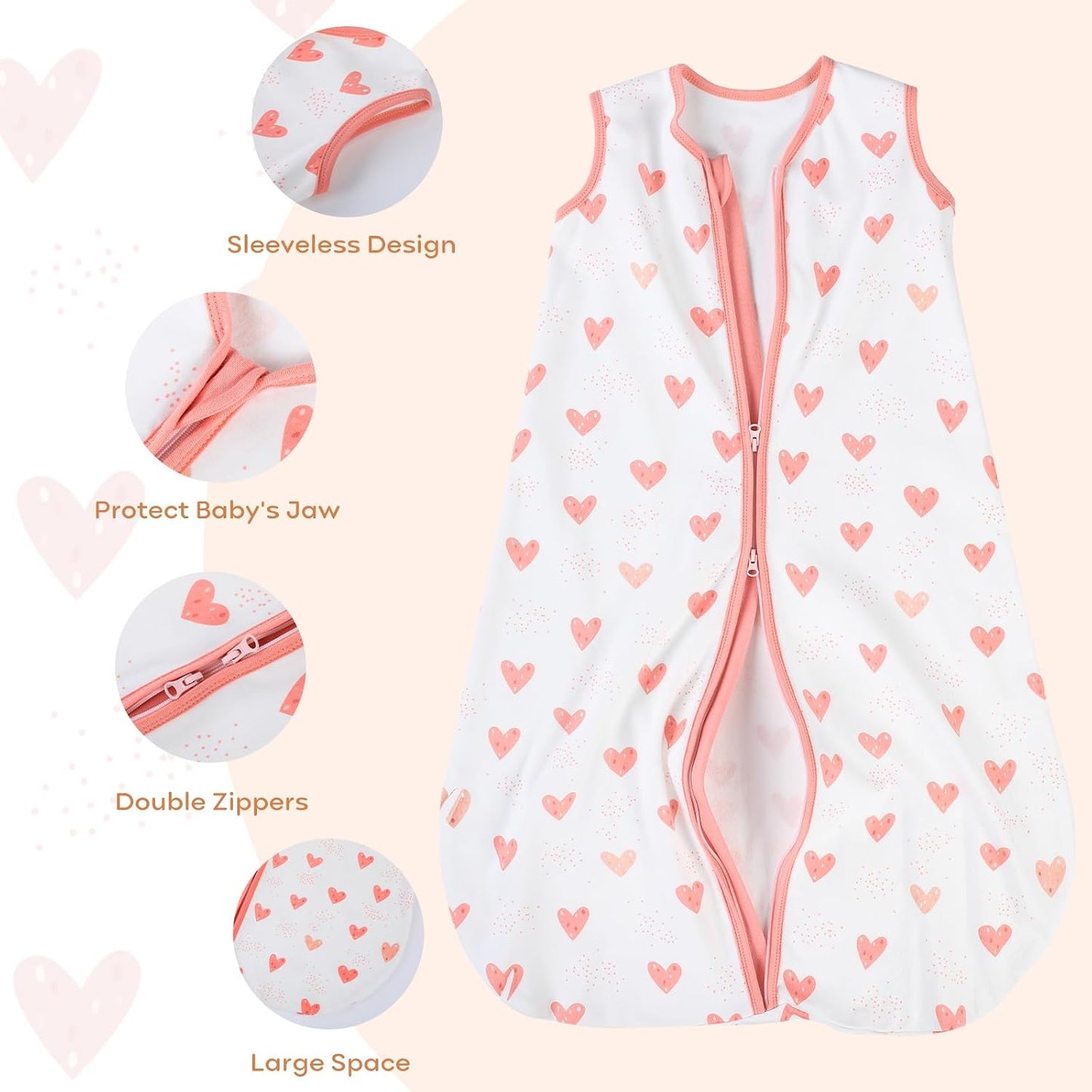 Yoofoss Baby Sleep Sack 0-6 Months Wearable Blanket for Babies 100% Organic Cotton 2-Way Zipper TOG 0.5 Toddler Sleeping Sack 3 Pack, Sleep Sacks