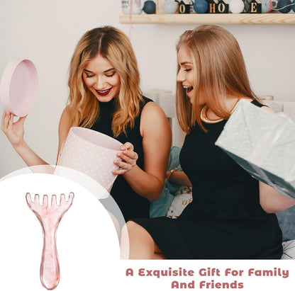 ElevateTech Scalp Massager Handheld Comb, 2 Pcs Head Massager Scalp Comb Manual Hair Scalps Massage Gua Sha Tool Five Claw Resin Relax Spa Tool for Soothing Head Massage, Pink