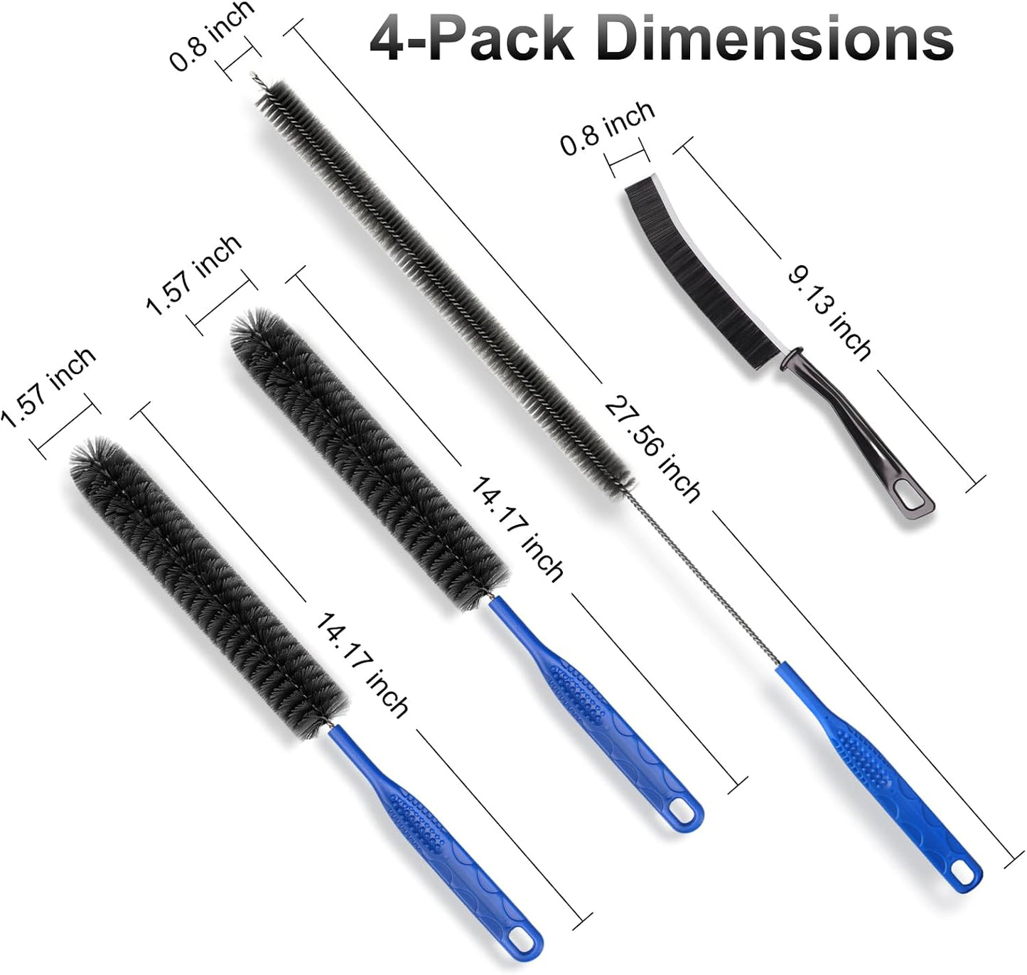 Drain Brush, Refrigerator Coil Cleaning Brush, Dryer Vent Cleaner Brush | Long Flexible Tool for Sink Drain Pipe Condenser Coil, Dryer Lint Brush, Fire Prevention Lint Remover Appliance Cleaner