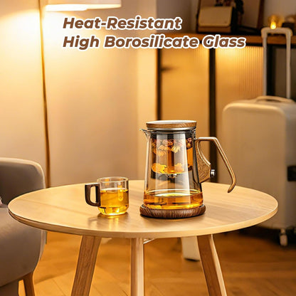 Magnetic Tea Pot with Infuser, Magic Loose Leaf Enchantipot, Borosilicate Glass Tea Maker with Strainer, One-Touch Tea Separation, Heat Resistant Tea Pot for Home & Office - 25.4oz (750ml)
