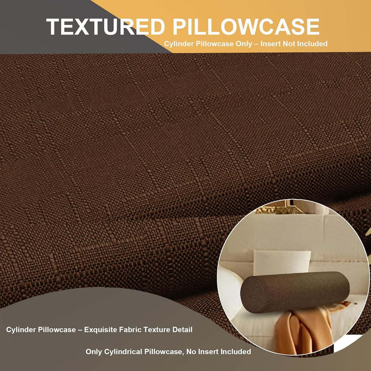 Tinbolunce Neck Roll Pillowcases with Zipper - Full Moon Bolster/Round Cylinder Pillow Case Cover for Bedroom, Living Room, Sofa - Solid Color Cervical Throw Pillow Covers