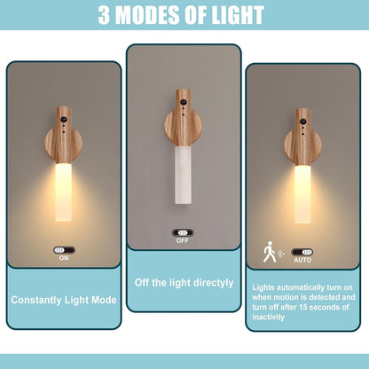 LANDGOO Motion Sensor Wall Sconce, Rechargeable, Night Lights, Warm White