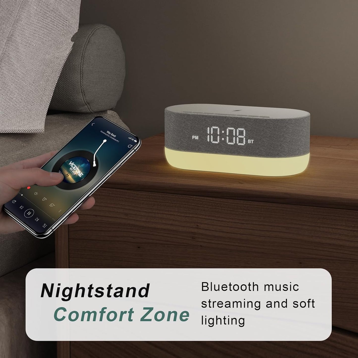 HOUSBAY 3 in 1 Sound Machine Alarm Clock& Wireless Charger: Soothing White Noise, Bluetooth Music Relaxation & Customized Sleep-Wake Routine | Bluetooth Music Relaxation, White Noise for Sleeping, Dimmable Clock for Bedroom, Customized Sleep-Wake Routine