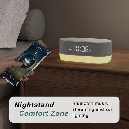 HOUSBAY 3 in 1 Sound Machine Alarm Clock& Wireless Charger: Soothing White Noise, Bluetooth Music Relaxation & Customized Sleep-Wake Routine | Bluetooth Music Relaxation, White Noise for Sleeping, Dimmable Clock for Bedroom, Customized Sleep-Wake Routine