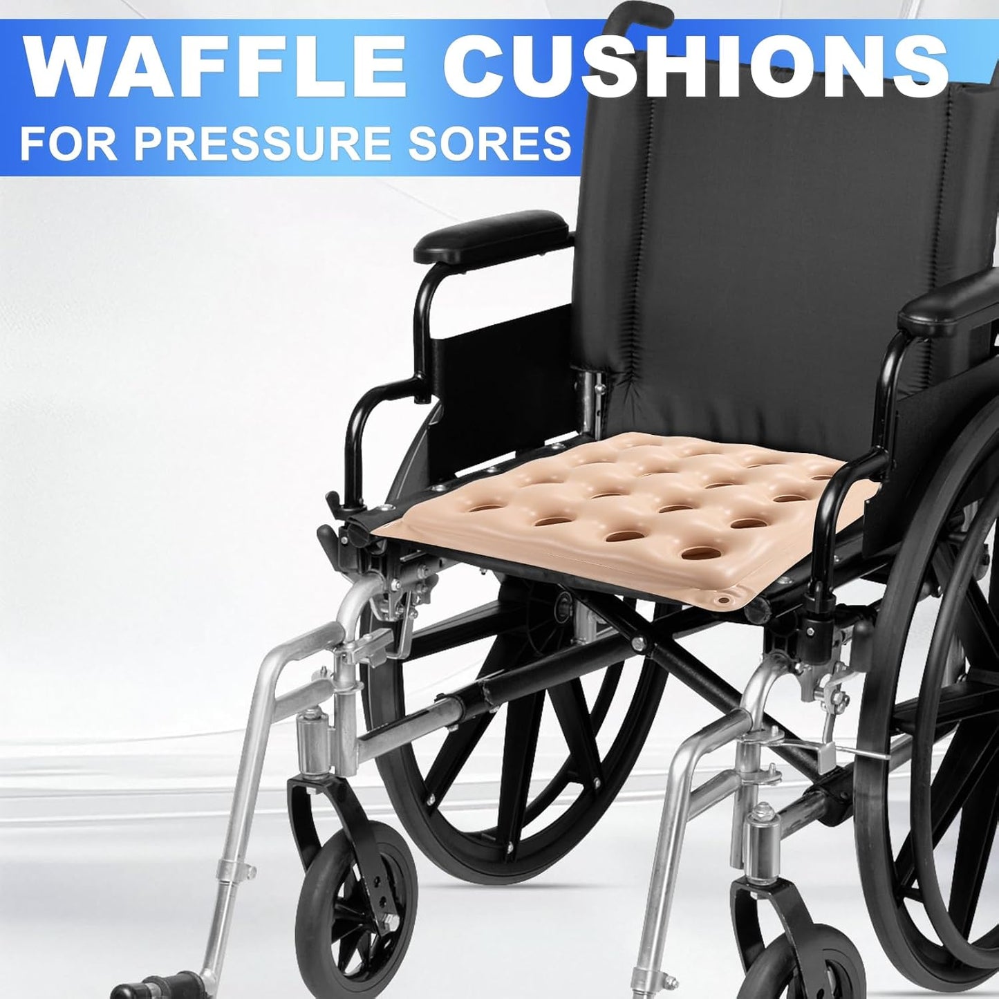 2-Pack Inflatable Waffle Cushion for Pressure Relief, Wheelchair Cushion for Pressure Redistribution, Portable Air Seat Cushions for Office Chair Car Seat, Breathable Seat Pad, Includes 1 Air Pumps