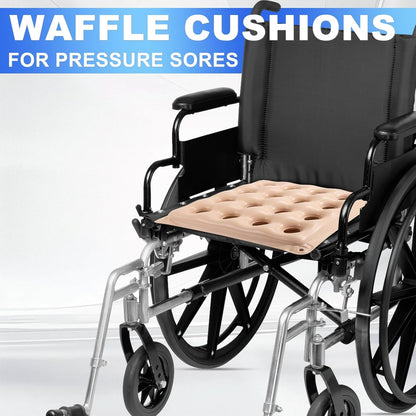 2-Pack Inflatable Waffle Cushion for Pressure Relief, Wheelchair Cushion for Pressure Redistribution, Portable Air Seat Cushions for Office Chair Car Seat, Breathable Seat Pad, Includes 1 Air Pumps