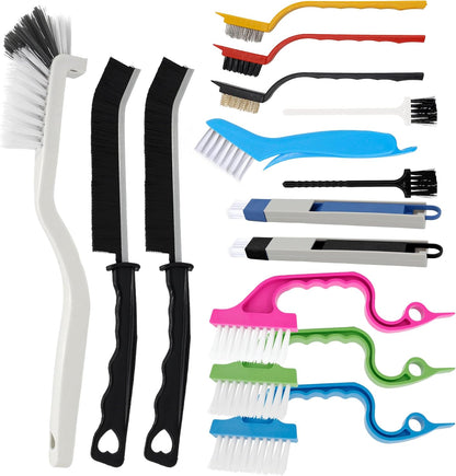 15Pcs Crevice Cleaning Brush Set Hard Bristle Scrub Brushes Tools Groove Gap Cleaning Brush for Housekeeping Bathroom Corners Window Track Kitchen Toilet Cup Faucet