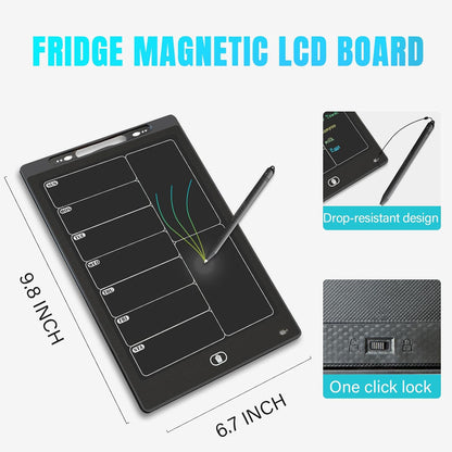 Magnetic Weekly Chore Chart for Adults, 9.8”×6.7” Small to Do List Dry Erase Board for Fridge Grocery Shopping Kitchen Menu Planning Whiteboard Refrigerator Digital Notepad Blackboard Meal Planner
