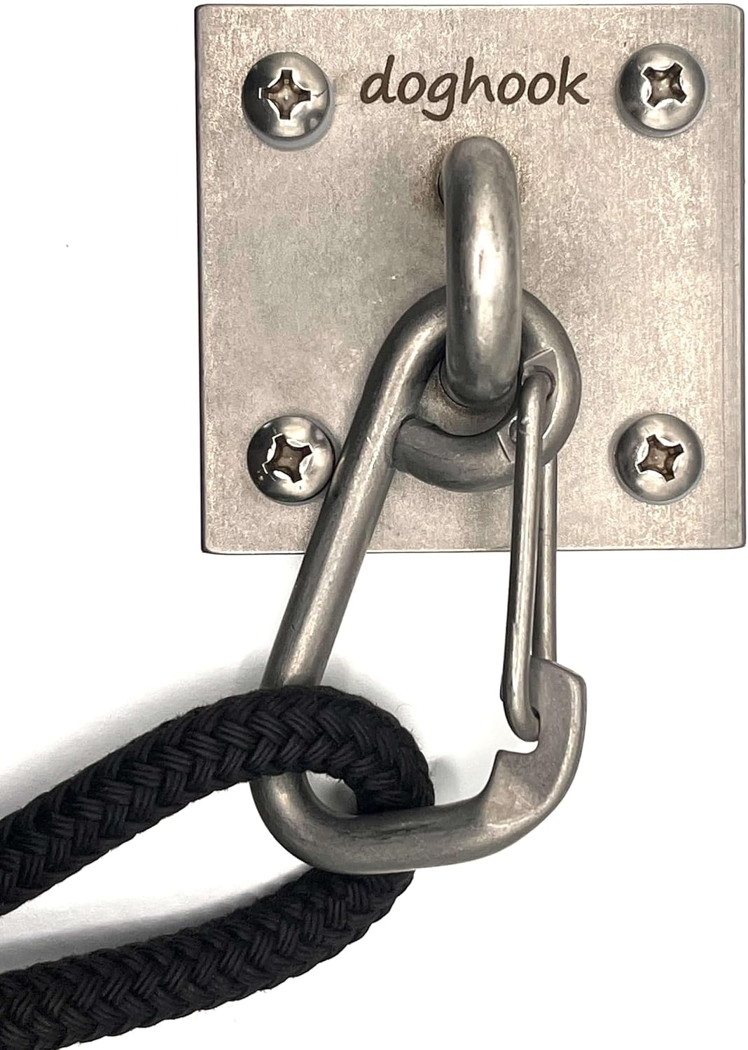 Canine Hitch- Secure Dog Leash Parking Indoor- Outdoor Wall Hook with Clip - Tie Out Stainless Steel - Practical Lead Management for Home & Business