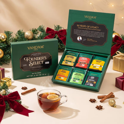 VAHDAM, Assorted Herbal Tea Sampler (18 Tea Bags, 9 Flavors) Caffeine-Free, Non-GMO | Double Infusion, Individually Enveloped Tea Bags | Herbal Tea Assortmen