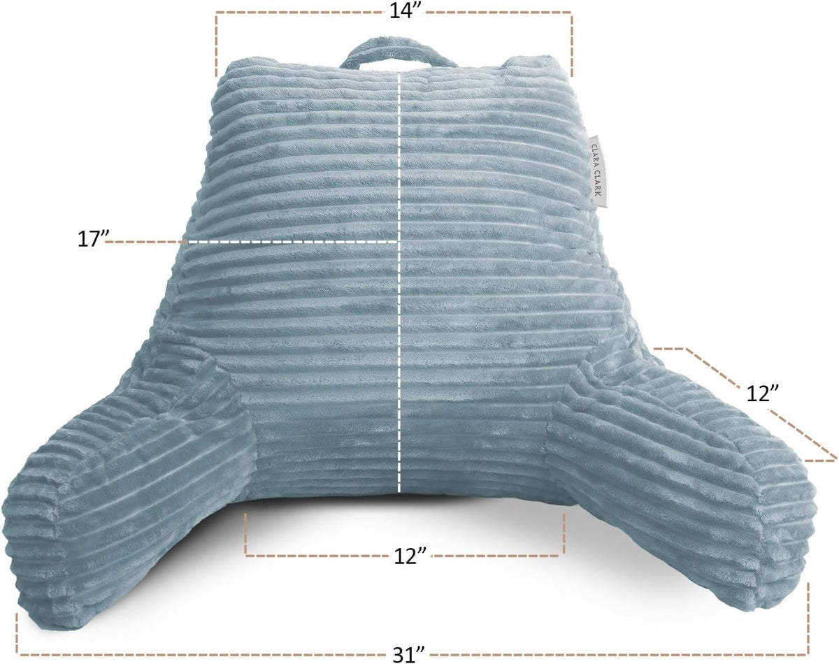 Clara Clark Reading Pillow for Bed Adult – Back Pillow for Sitting in Bed, Standard Bed Pillows for Sitting Up, Foam Chair Pillow, Sage Green Rest Pillow