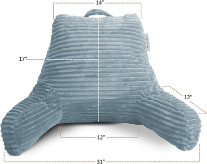 Clara Clark Reading Pillow for Bed Adult – Back Pillow for Sitting in Bed, Standard Bed Pillows for Sitting Up, Foam Chair Pillow, Sage Green Rest Pillow