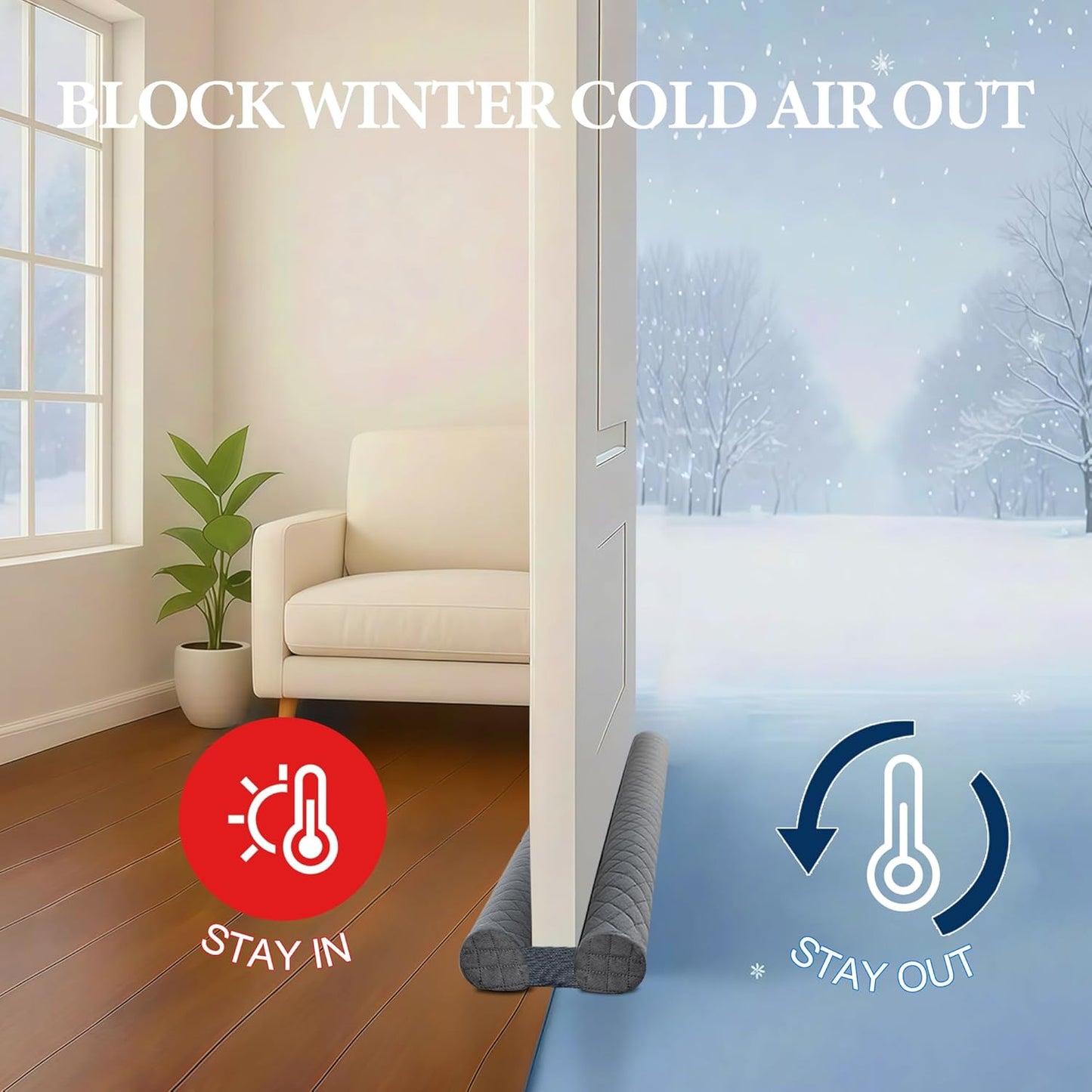 Ciieyuo Premium Velvet Under Door Draft Stopper, Adjustable 30-36 Inches | Door Air Draft Stopper, Easy-to-Install Under Door Gap Filler, Blocks Noise, Cold Air, Light, Dust, and Drafts