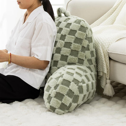 Aimuan Reading Pillow Checkered Bed Rest Wedge Backrest Checkerboard Pillow with Arms Back Support for Sitting Up in Bed Cushion Incline Rest Sleeping Snoring Pillow (Beige,Large)