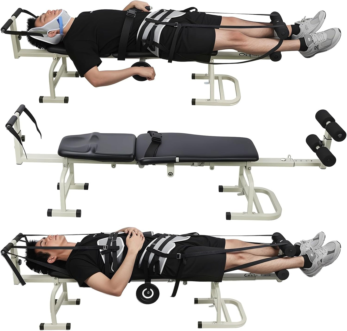 Fitness Full Body Traction Bed, Spinal Decompression Machine, Lumbar Traction Massager, Back Stretcher Machine, Inversion Tables for Back Pain, Back Traction Devices for Home Use Green