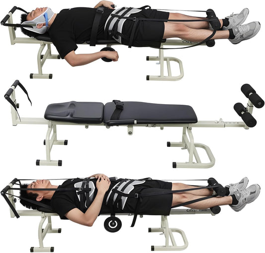 Fitness Full Body Traction Bed, Spinal Decompression Machine, Lumbar Traction Massager, Back Stretcher Machine, Inversion Tables for Back Pain, Back Traction Devices for Home Use Green