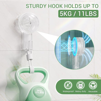 LUXEAR Suction Hooks, 2 Pack Razor Hooks Removable & Reusable | Shower Hook Damage-Free Powerful Suction Hanger for Towel Bathrobe Loofah Bathroom Kitchen Storage Hooks Weather Hanger