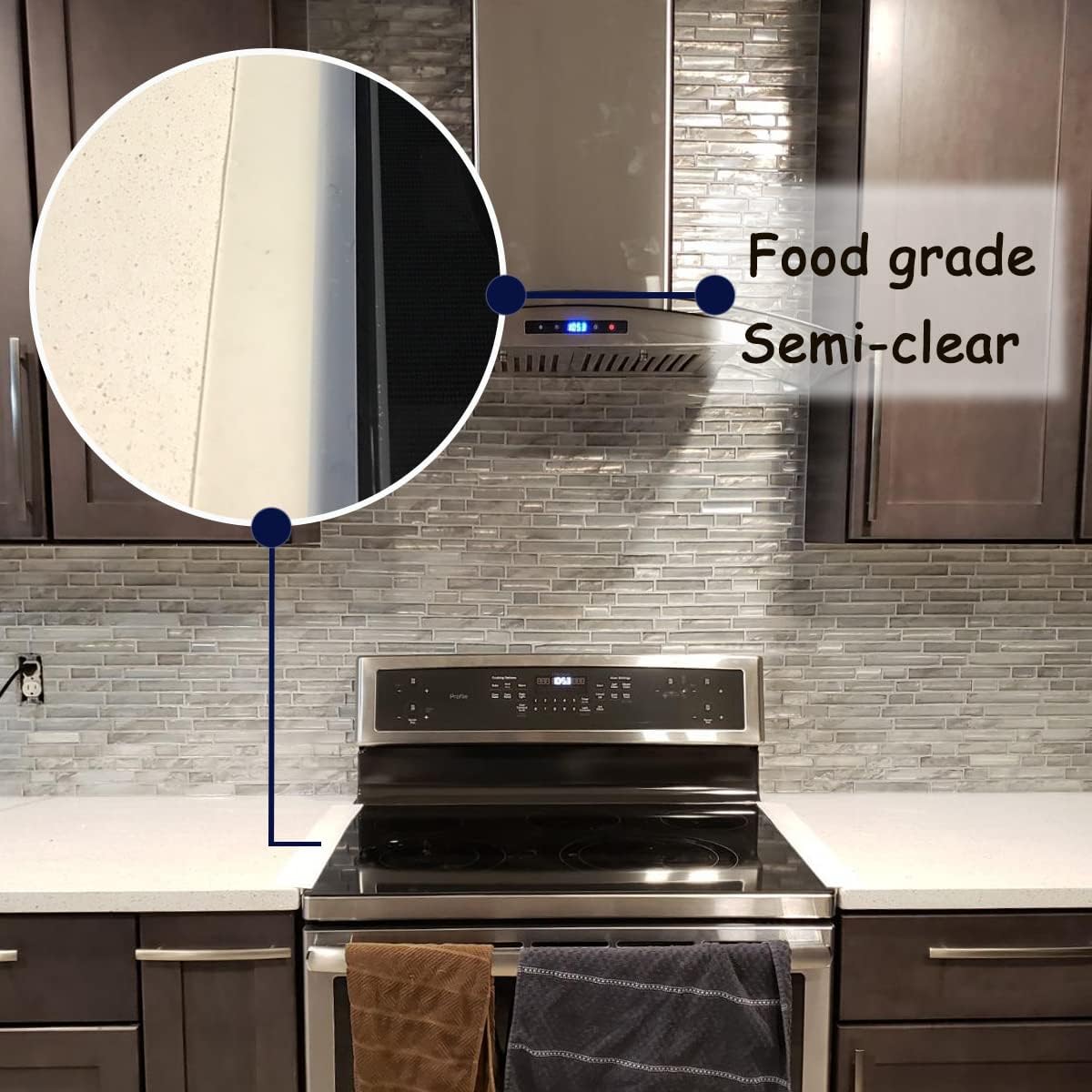 Silicone Gap Covers, (2 PCS) Silicone Stove Gap(21 Inches, Semi Clear) | Filler Stopper Kitchen Stove Gap Covers - Flexible Stoves Counter Gap Cover, Food Grade