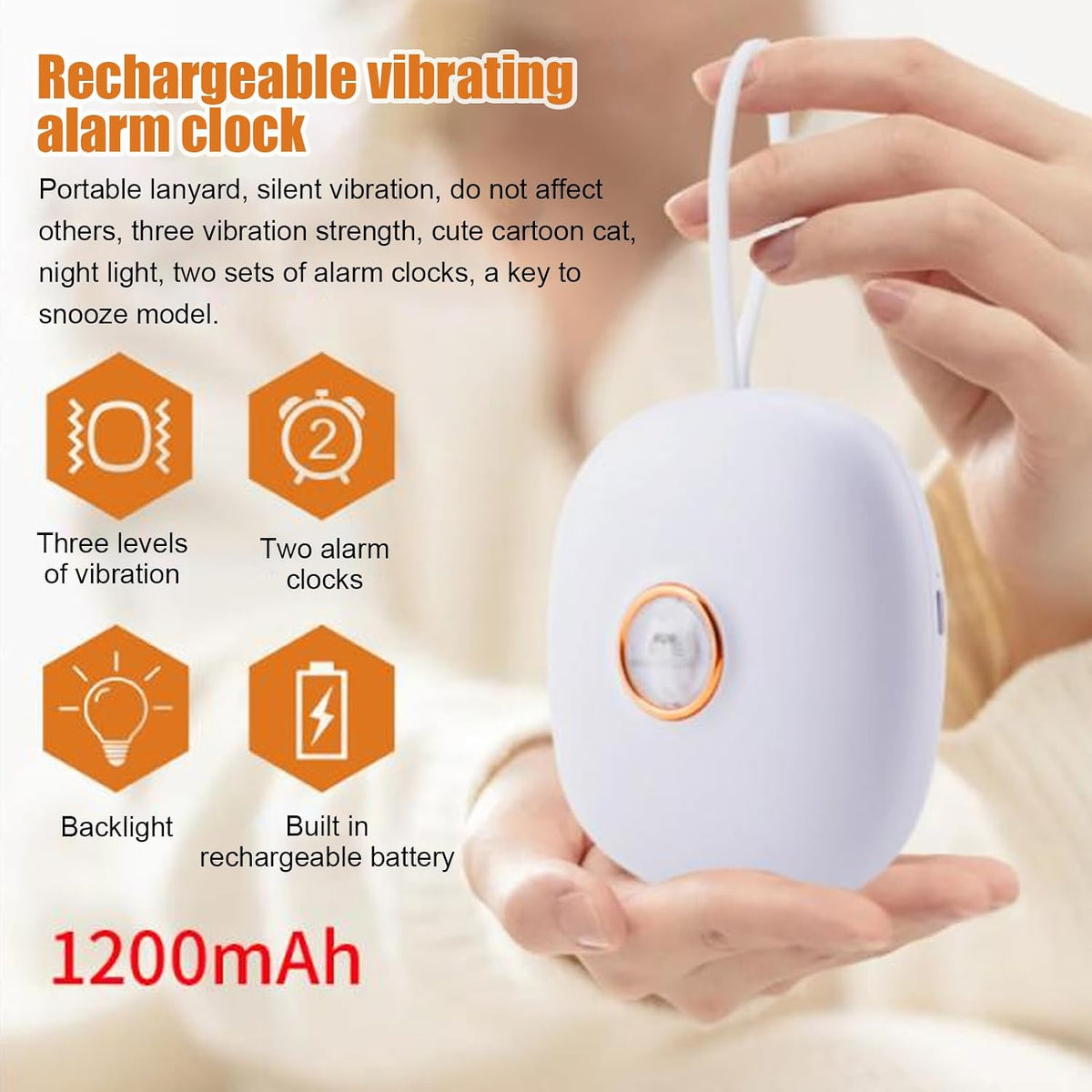 Vibrating Alarm Clock with Bed Shaker, Rechargeable Digital Alarm Clock with Dual Alarms & Flashing LED Lights Reminder, 3 Level Vibration Bed Shaker Alarm Clock for Heavy Sleepers