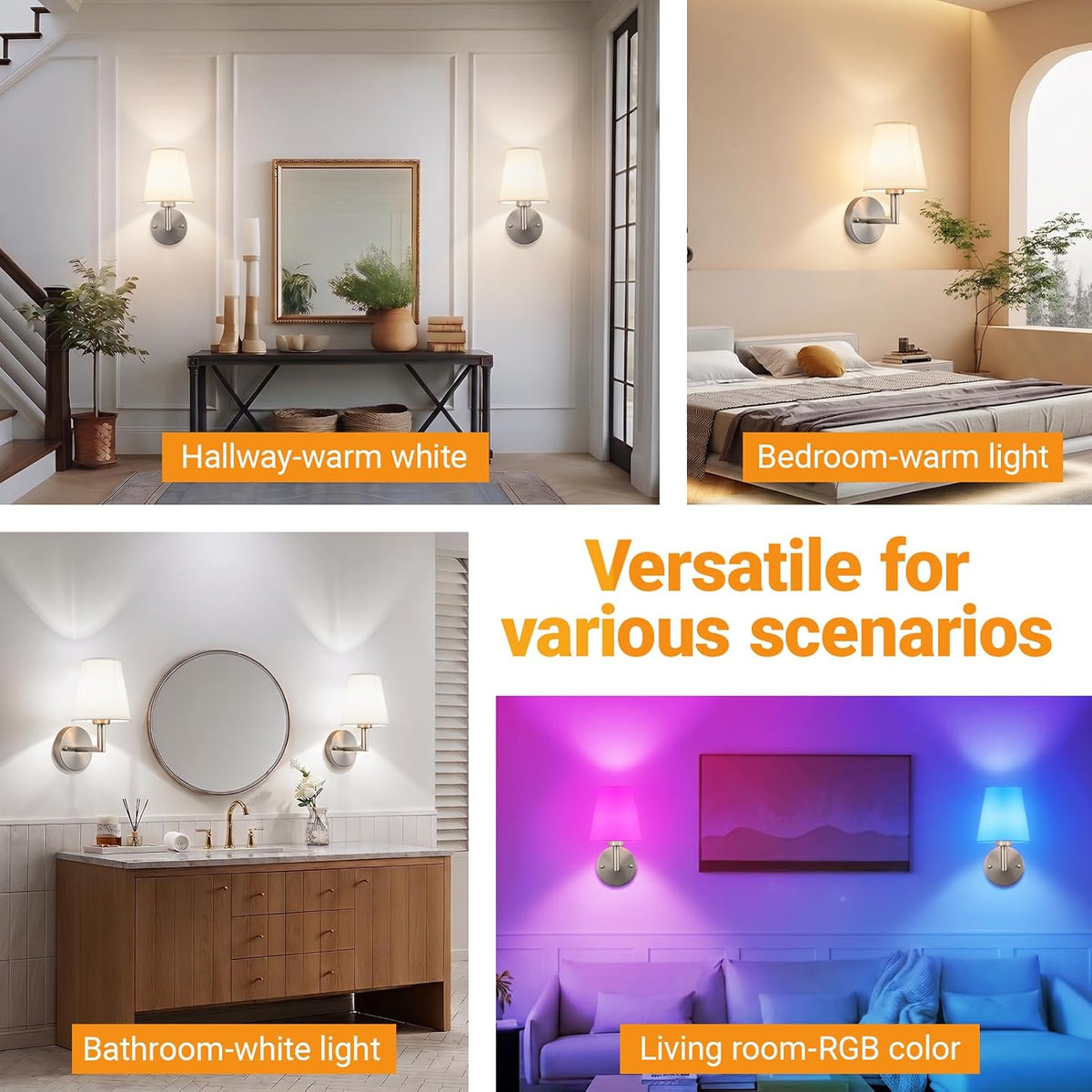 Nekhung Battery Operated Wall Sconce, Peel and Stick Sconces Set of 2