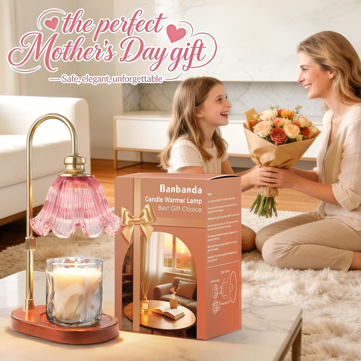 Candle Warmer Lamp with Timer, Christmas Decorations Indoor, Birthday Gifts for Women Mom, Warming Gifts for Office, Dorm, Apartment & New Home Decor