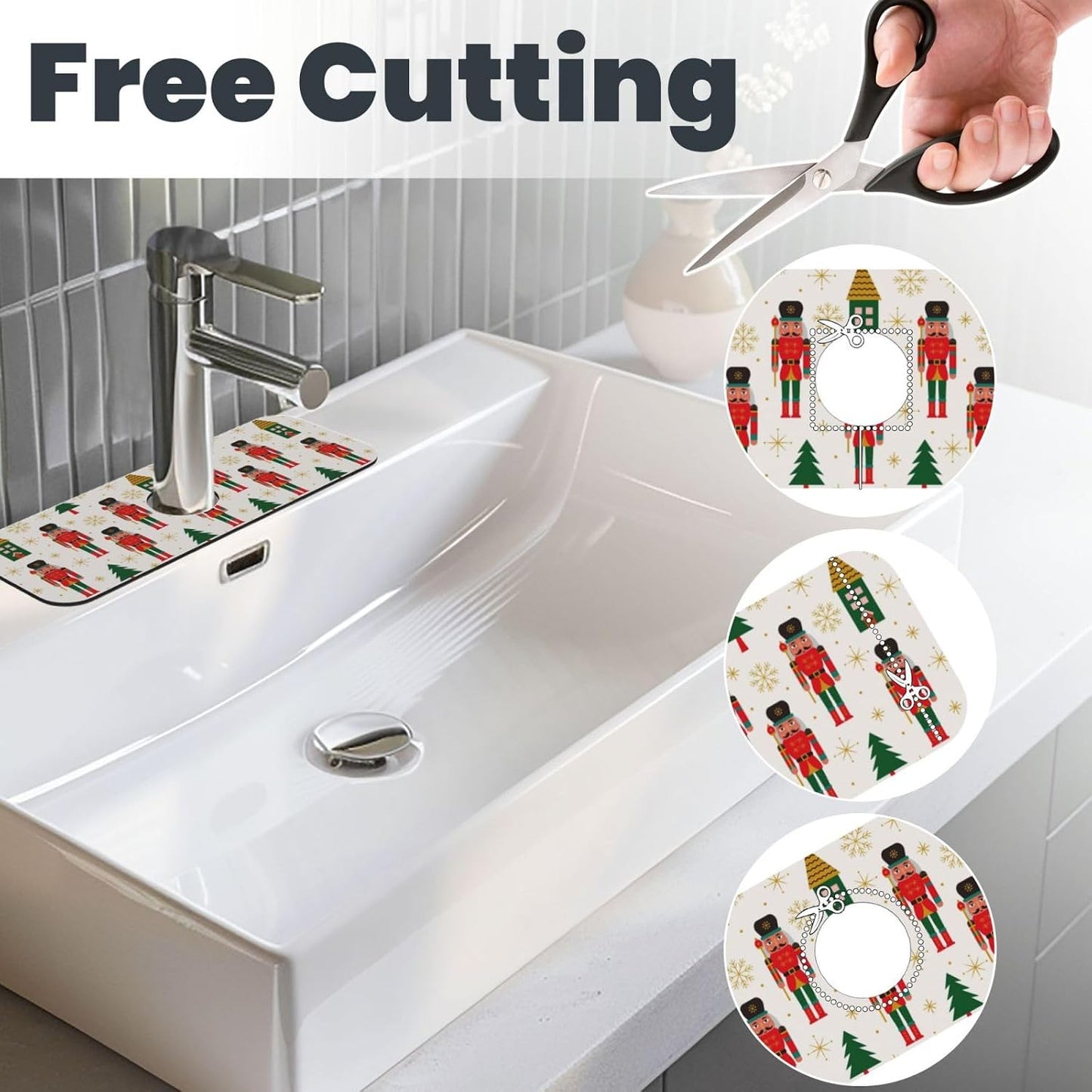 Wildflowers Floral Flower Kitchen Sink Splash Guard Faucet Mat Super Absorbent Fast Drying Mat Sink Gadgets-Fast Drying Pad Sink Mat For Kitchen Bathroom (15" X 5.5" )